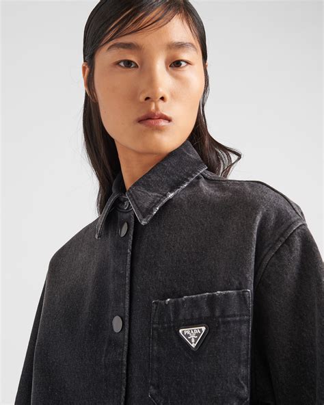 prada black denim shirt|prada jeans women.